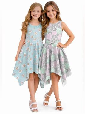Girls Dress Bundle Size M 7-8 Year Wonder Nation + Faded Glory Floral Dresses